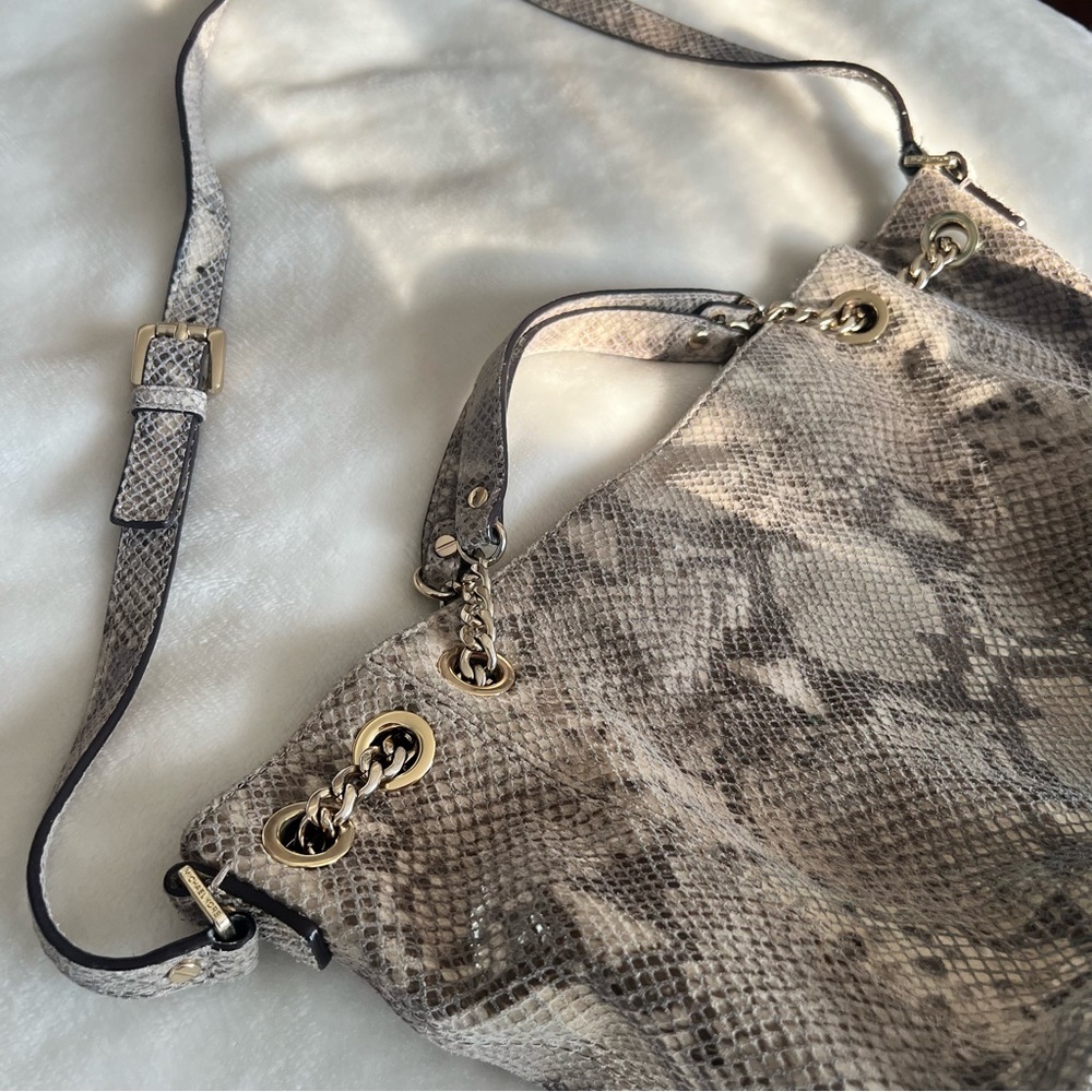 Vintage Michael Kors Beige/Brown Python Embossed … - image 8